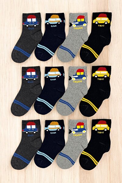 ZENGİN 12 Çift Dikişsiz Arabalı Kışlık Kalın Havlu Çocuk Soket Çorap