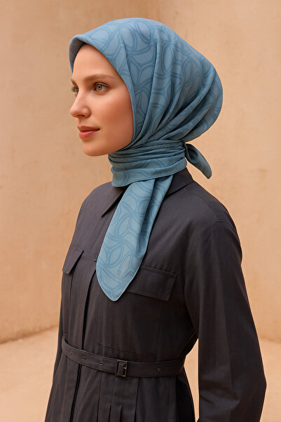 Belli Tivil Pure Silk Scarf 4221 - 80 Turquoise Abstract Pattern