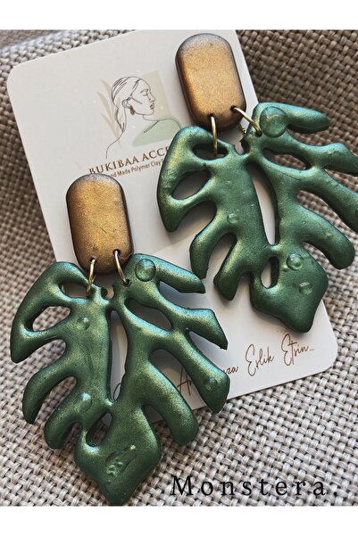 Bukibaa Maxi Monstera Polimer Kil Küpe