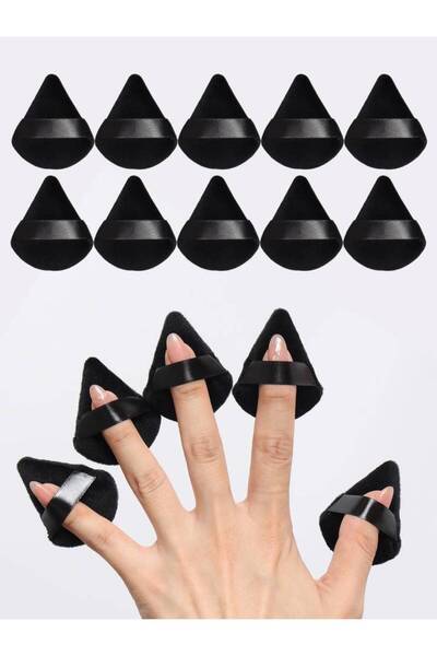 Choice4 10 قطع من إسفنجات البودرة المخملية على شكل مثلث باللون الأسود، إسفنجا...