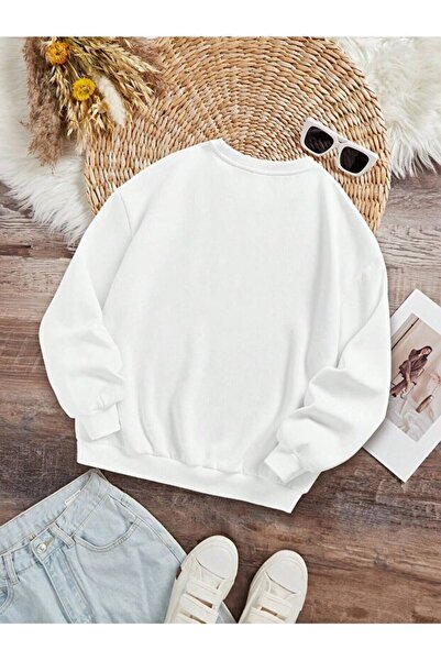 LiyAdaCo Hanorac alb pentru copii guler rotund simplu, fără imprimeu, cu cu c...