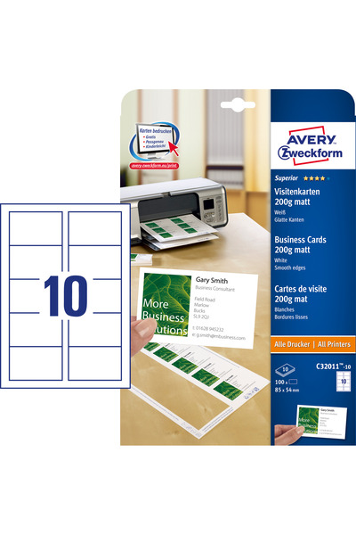 Avery Zweckform Carton pentru carti de vizita C32011-10, 85x54mm, 200g, 100 buc