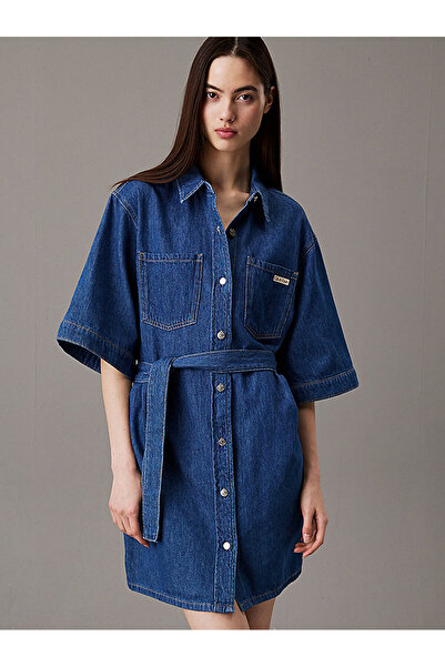 Calvin Klein Women's Linen Boxy Belted Dress