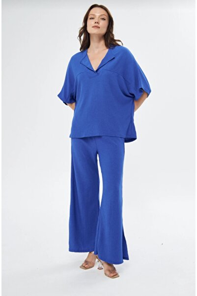 MODA Παντελόνι Aerobin casual oversized με πλαϊνά σκισίματα, σετ 2 τεμαχίων