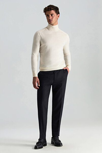 Hemington Ekru Boğazlı Slim Fit Merino Yün Triko