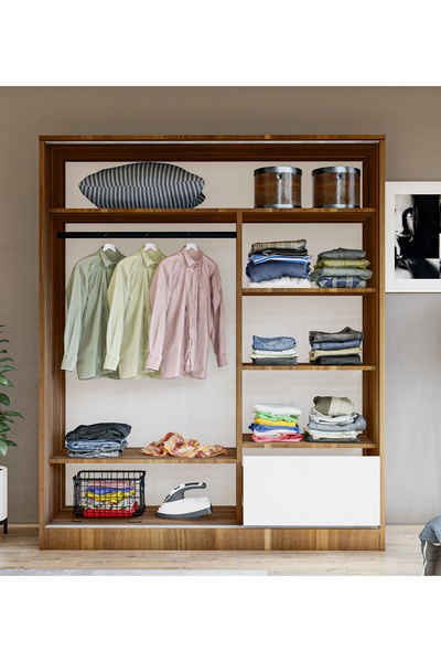 Metalia GM 341 ZAMBAK 2 KAPAKLI SÜRGÜLÜ TEK ÇEKMECELİ AYNALI GARDIROP