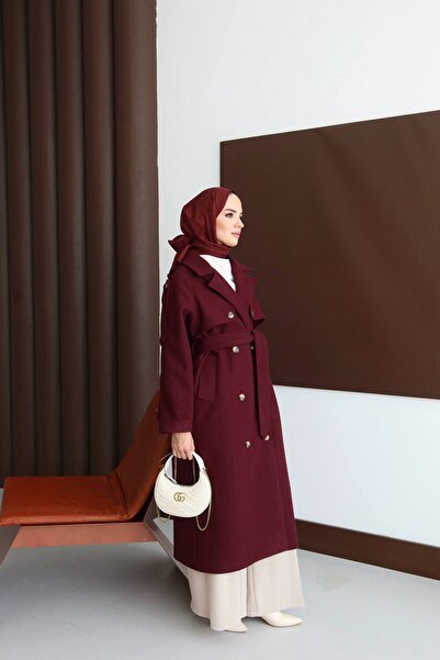 SESABUTİK Oversize kruvaze yaka trençkot