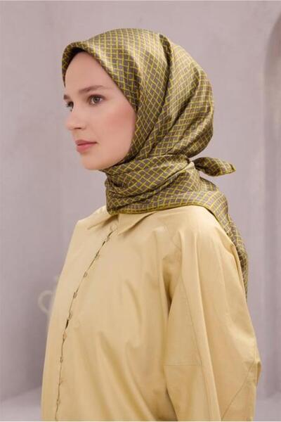 Belli Tivil Pure Silk Scarf Ist 4203 - 35 Gray Geometric Pattern