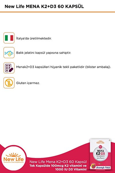 New Life Mena K2+D3 60 Capsules 2 Pieces