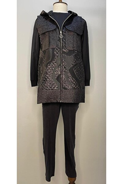 PUREVA طقم سترة غوص وبنطلون جاكار