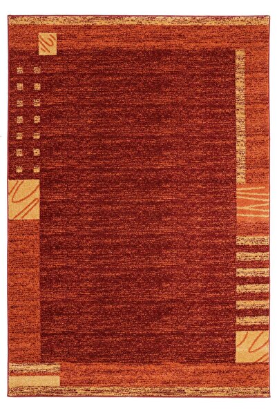 LUNA HOME Jonas short pile carpet, modern dark orange pattern 160x230 cm