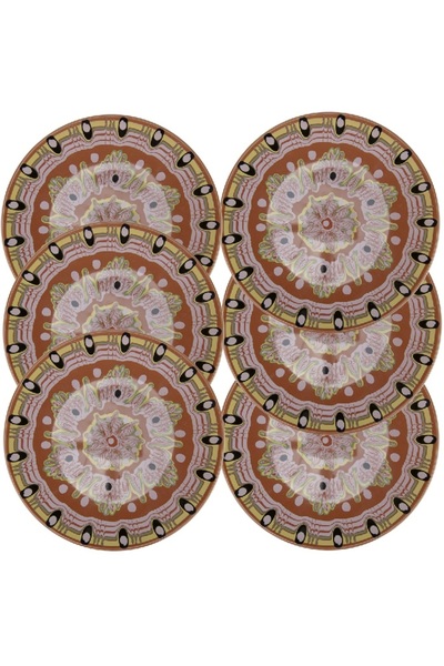 Culinaro Set 6 farfurii ceramica stil traditional 20cm,cu decor