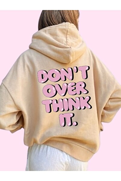ArtYus Unisex Don'T over Think It Colorful Custom Printed Cotton Oversize Hooded Sweatshirt