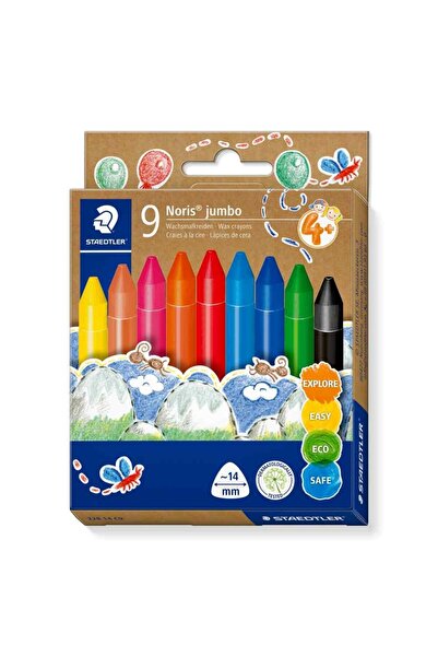 Staedtler Set de 9 creioane colorate din ceară, grosime 1,4 cm, Staedtler, de la 4 ani