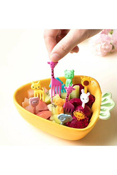 Choice 20pcs color random 10pcs Animal Farm Fruit Fork Mini Cartoon Children Snack Cake Dessert Food Pick T