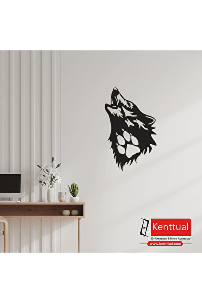 KENT Uluyan Kurt ve Ayı Pençesi Metal Duvar Dekoru-30x48 cm