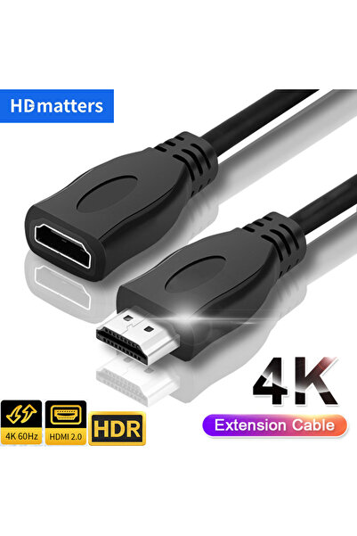Choice كابل تمديد HDMI أسود مطلي بالنيكل بطول 1.2 متر، كابل HDMI 2.0 عالي الو...