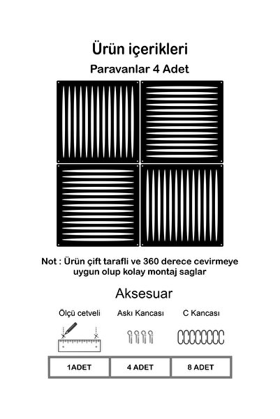 WOODDOOM Çizgili Lazer Kesim Paravan, Ahşap Seperatör, Panel Levha Seti Dekorasyon Ahşap Oda Bölücü Desen