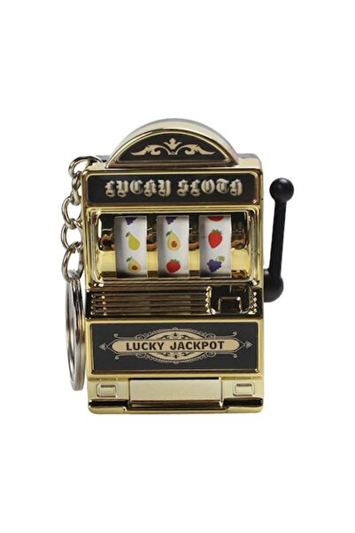 dalimag Breloc Model Machine Slots din Plastic, Actionare Manuala, 6X4 cm, Auriu