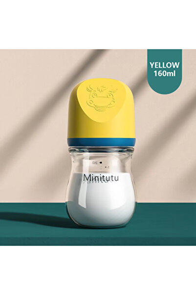 Choice Yellow 160ml 160ML newborn glass bottle, wide caliber, BPA-free, clear scale, high borosilicate glas