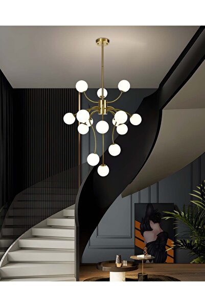 RFAN Candelabru, Model E007/15, Cu Abajururi, 15 X G9, Auriu