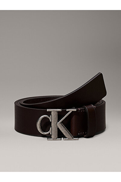 Calvin Klein Men's Monogram Plaque Buckle Belt
