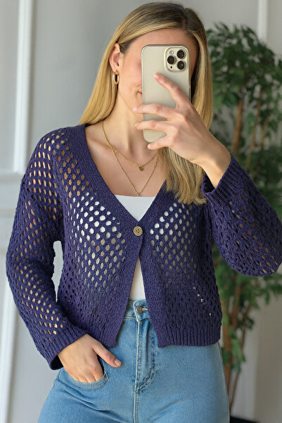 Minora 100% βαμβακερή γυναικεία ζακέτα δαντελωτή πλέξη