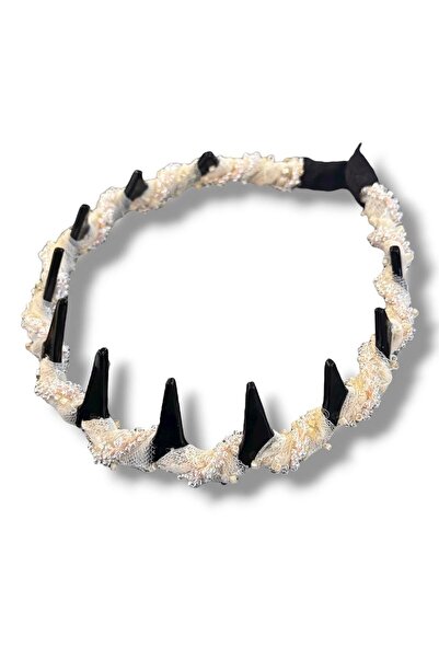 TAKIŞTIR Powder Color Bead Detailed Scalloped Crown