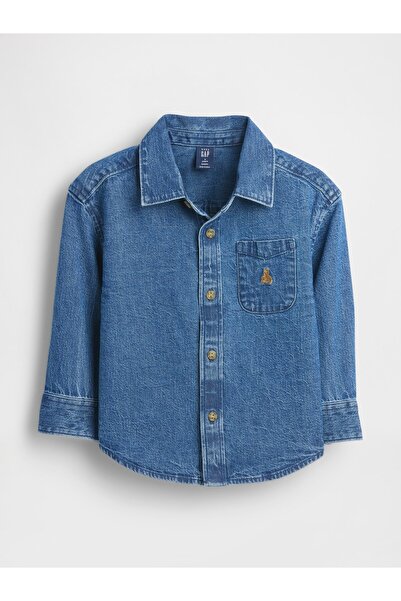 GAP Erkek Bebek Mavi Denim Big Gömlek