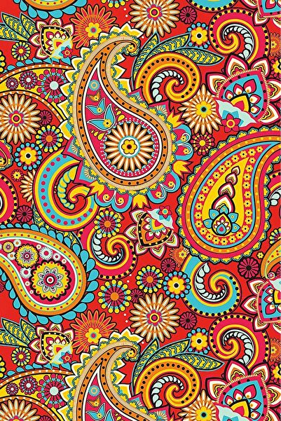 Dialands Mozaik لوحة فنية من الفسيفساء الماسية بنمط بيزلي على خلفية حمراء هند...