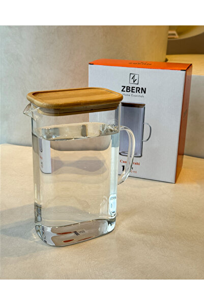 ZBERN Bambu Kapaklı Cam Sürahi - 1500 ML