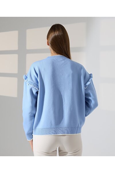 MODA Bow Detailed Ruffled Knitwear Skirt Top Crop Cardigan