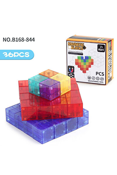 Choice مجموعة بناء مكعبات مغناطيسية شفافة مكونة من 36 قطعة لمرحلة ما قبل المد...