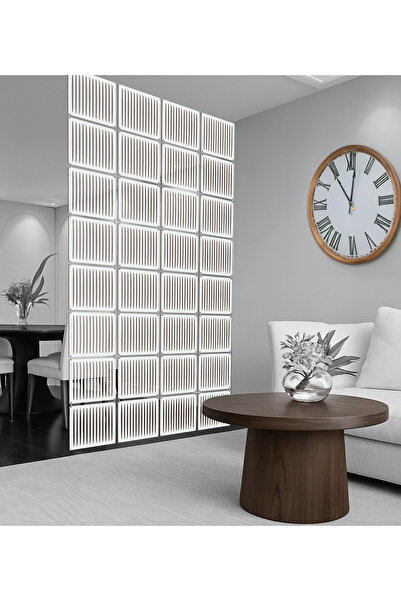 WOODDOOM Çizgili Lazer Kesim Paravan, Ahşap Seperatör, Panel Levha Seti Dekorasyon Ahşap Oda Bölücü Desen