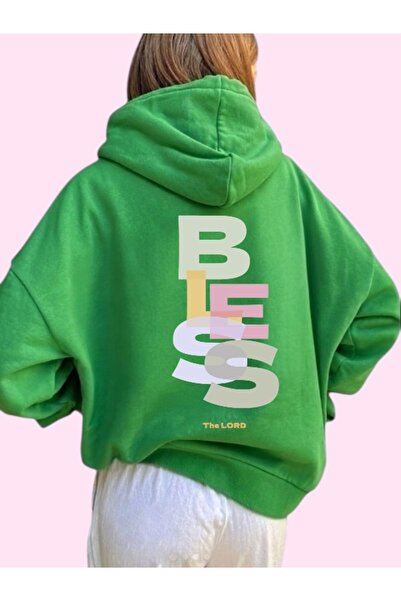 ArtYus Unisex Bless Colorful Custom Printed Cotton Oversize Hooded Sweatshirt