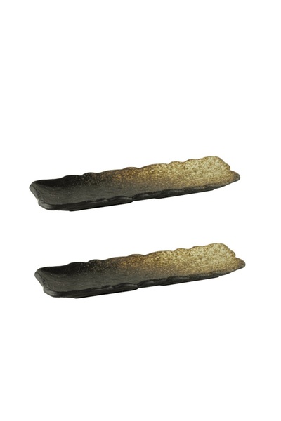 Culinaro Set of 2 rectangular ceramic plates Ember 31.5x11.2xh2.7cm