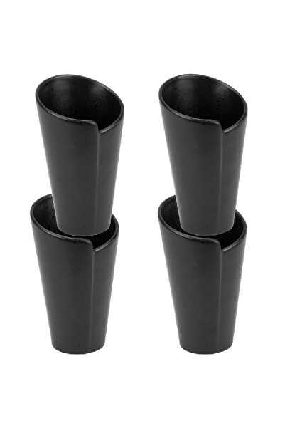 Culinaro Set of 4 conical french fries/snacks serving containers STREET FOOD BLACK, D8.8xh14.8cm, ceramic