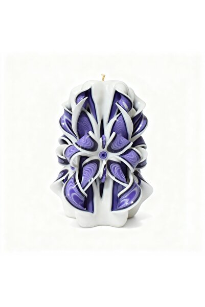 Lumanari Art FACET Major Carved Candle, Royal Orchid Finish - DECO Collection