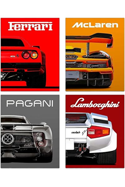 Emoda home Trove ملصقات سيارات حديثة - مجموعة من ٤ لوحات جدارية لسيارات خارقة...