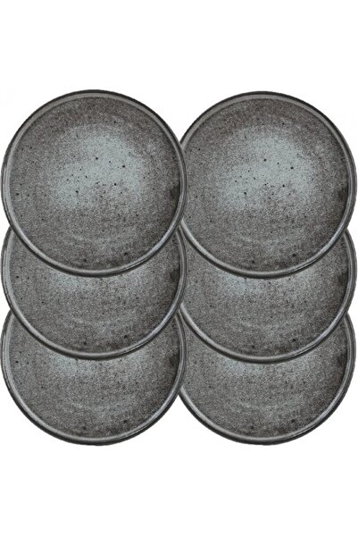 Culinaro Set 6 Farfurie intinsa ceramica cu margine HOME, D21cm, gri