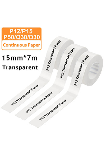 Choice3 3 قطع من ورق الملصقات الشفاف المتواصل، مقاس 15 مم × 7 م، مناسب لطابعا...