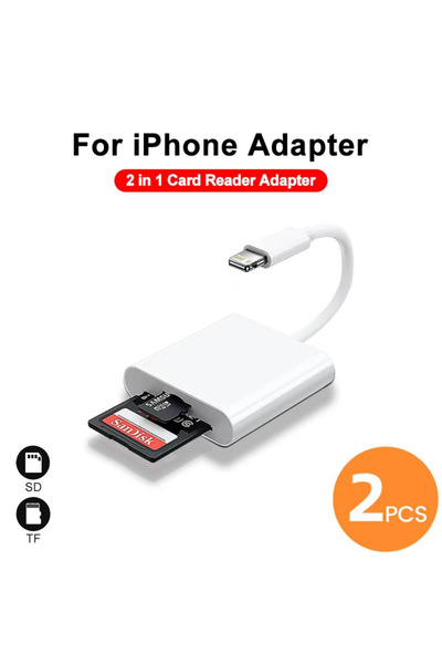 Choice 2 قطعة iPhone 2 في 1 قارئ بطاقات فلاش Lightning TF 2 في 1 فتحة لجهاز i...