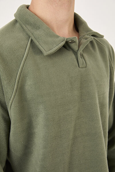 No Way Ανδρικό φούτερ με κουμπιά Polo Paka Fleece με κανονική εφαρμογή