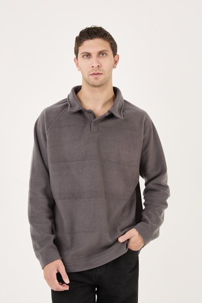 No Way Ανδρικό φούτερ με κουμπιά Polo Paka Fleece με κανονική εφαρμογή