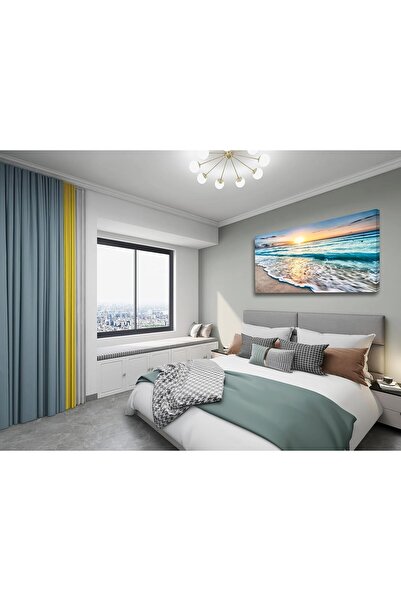 Emoda home Trove لوحة فنية جدارية من القماش - تصميم أمواج المحيط وغروب الشمس ...