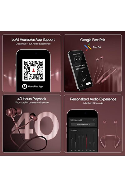 BOAT Rockerz 210 ANC Bluetooth in Ear Neckband w/Spatial Audio, 30dB ANC, 40hrs Playback- Red