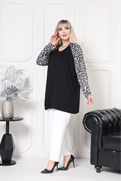 EMEZ Blouse with Leopard Print Sleeves