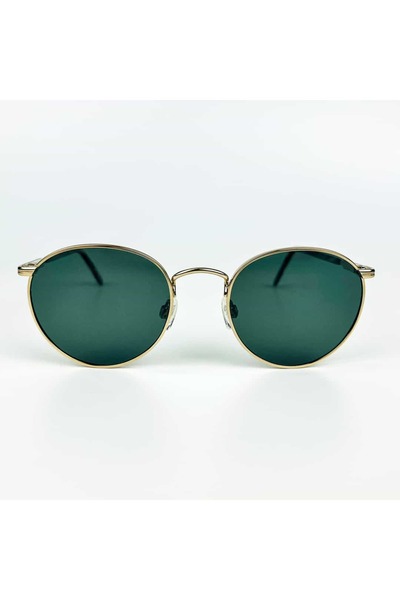 Old Space Vintage Vintage Güneş Gözlüğü – 1990 Retro Yuvarlak Gold Metal Çerç...