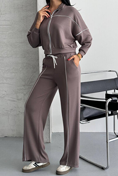 Neşeli Butik σετ αθλητικής φόρμας με ρίγες από ύφασμα NBTG106