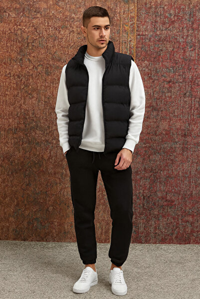 tiggirmoda Felfújható mellény és túlméretezett, 3 szálas, nyakú, vastag polár alsó felső szett, 3 darabos készlet